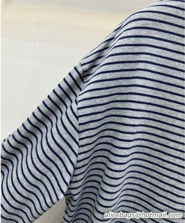 ​Modern Classic Miu Miu Cotton Striped T-Shirt M110514 Grey/Blue 2025