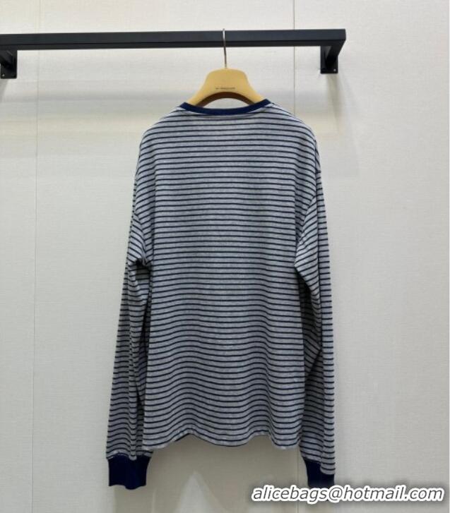 ​Modern Classic Miu Miu Cotton Striped T-Shirt M110514 Grey/Blue 2025