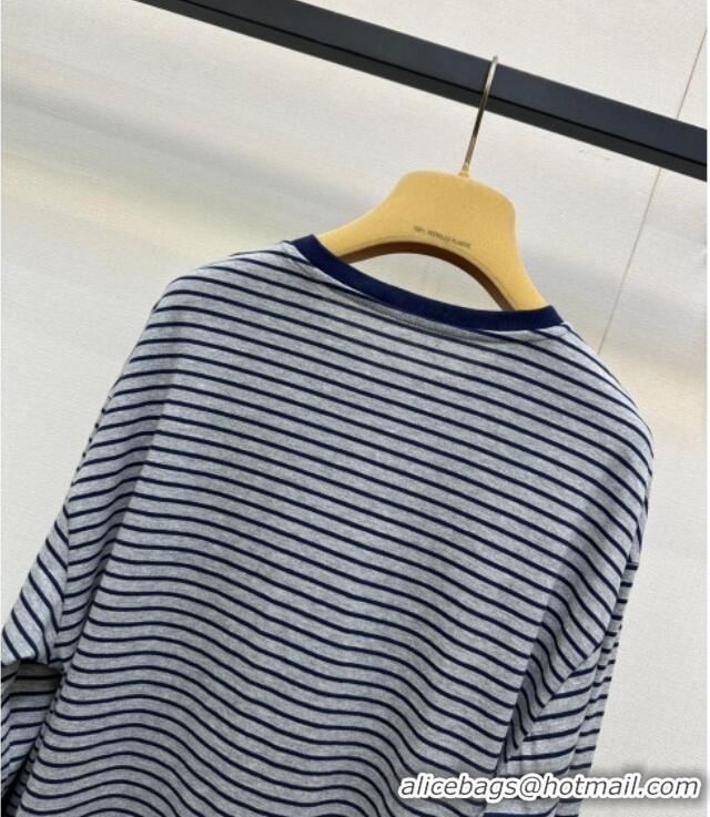 ​Modern Classic Miu Miu Cotton Striped T-Shirt M110514 Grey/Blue 2025