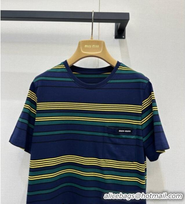 ​Market Sells Miu Miu Striped T-Shirt M110515 Yellow/Blue/Green 2025
