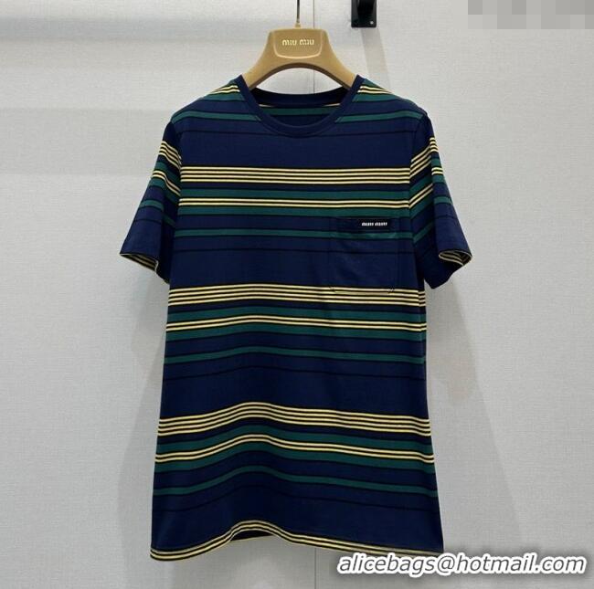 ​Market Sells Miu Miu Striped T-Shirt M110515 Yellow/Blue/Green 2025