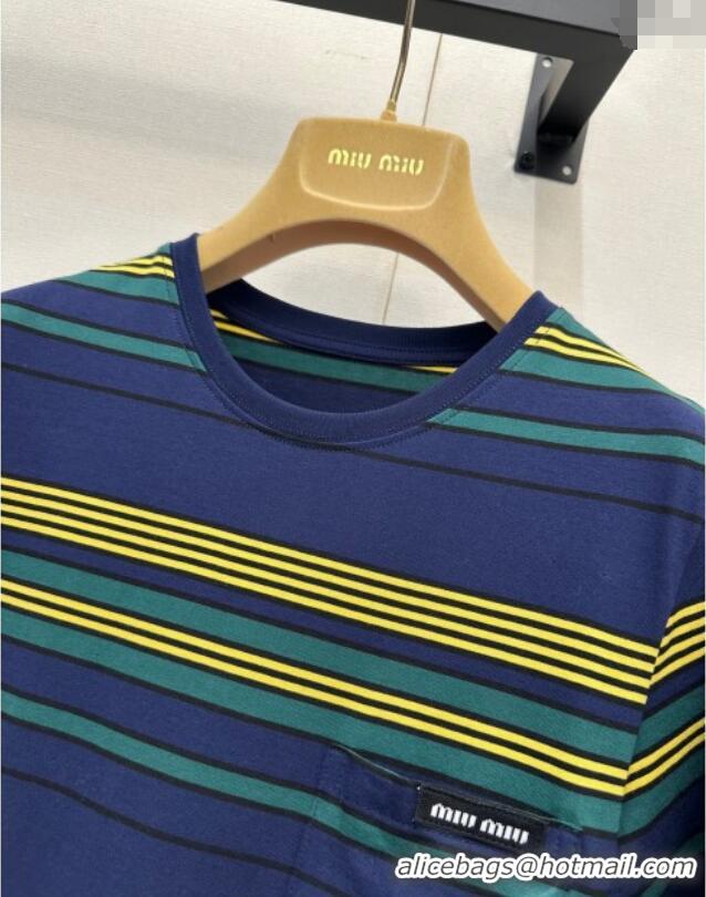 ​Market Sells Miu Miu Striped T-Shirt M110515 Yellow/Blue/Green 2025