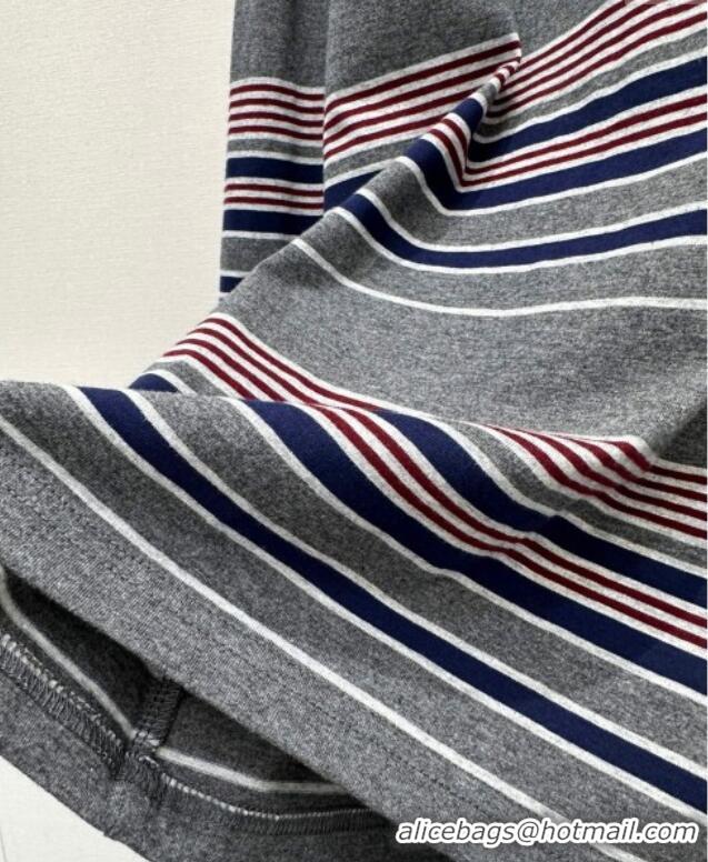 ​Luxury Cheap Miu Miu Striped T-Shirt M110516 Grey/Pink 2025