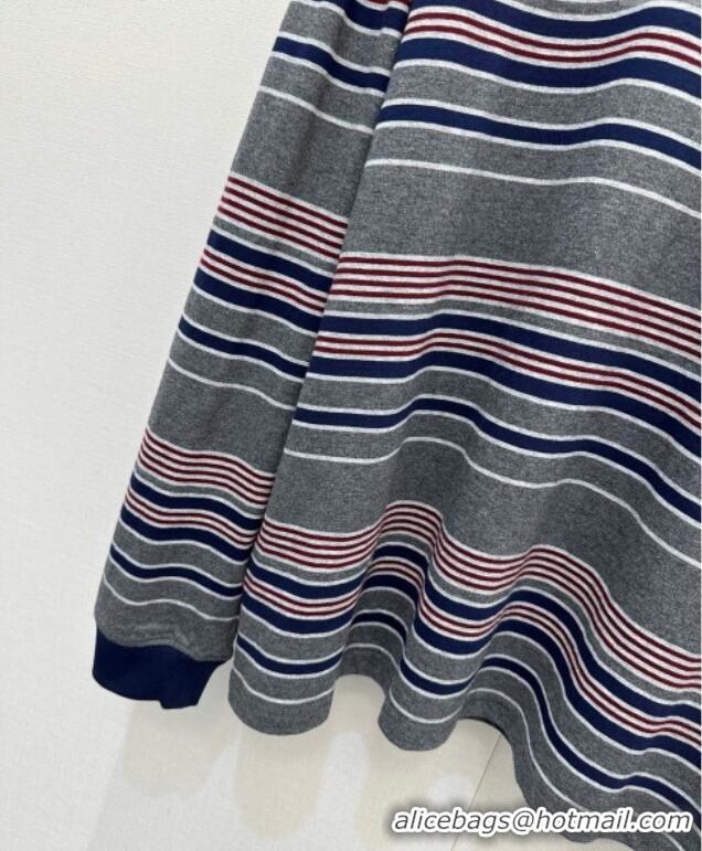 ​Luxury Cheap Miu Miu Striped T-Shirt M110516 Grey/Pink 2025