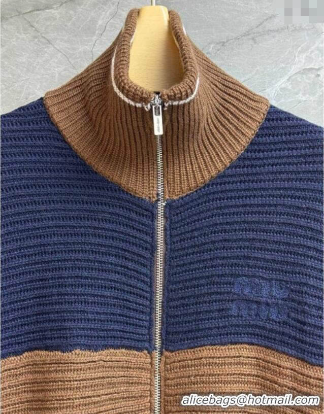 Buy Fashionable Miu Miu Wool Knit Cardigan M110520 Brown/Blue 2025