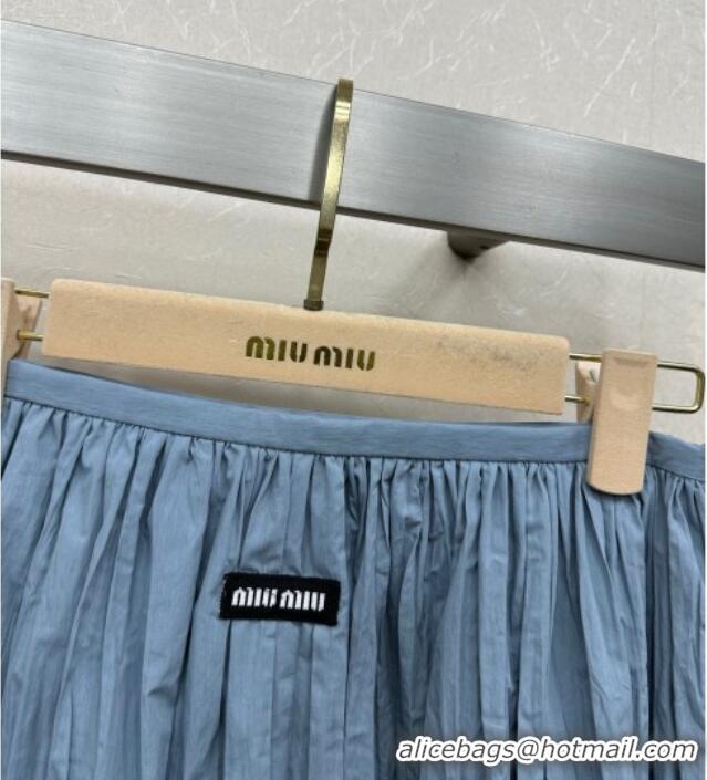 Top Design Miu Miu Cotton Vest and Skirt Set M110521 Blue 2025