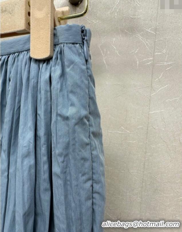 Top Design Miu Miu Cotton Vest and Skirt Set M110521 Blue 2025