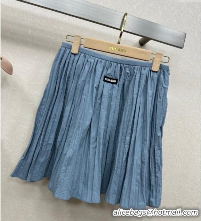 Top Design Miu Miu Cotton Vest and Skirt Set M110521 Blue 2025