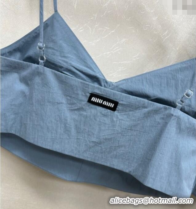 Top Design Miu Miu Cotton Vest and Skirt Set M110521 Blue 2025