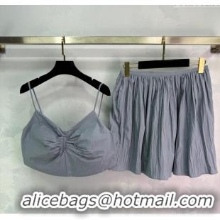 Good Taste Miu Miu Cotton Vest and Skirt Set M110521 Grey 2025