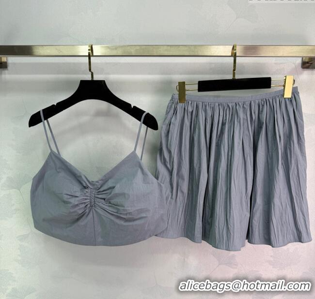 Good Taste Miu Miu Cotton Vest and Skirt Set M110521 Grey 2025