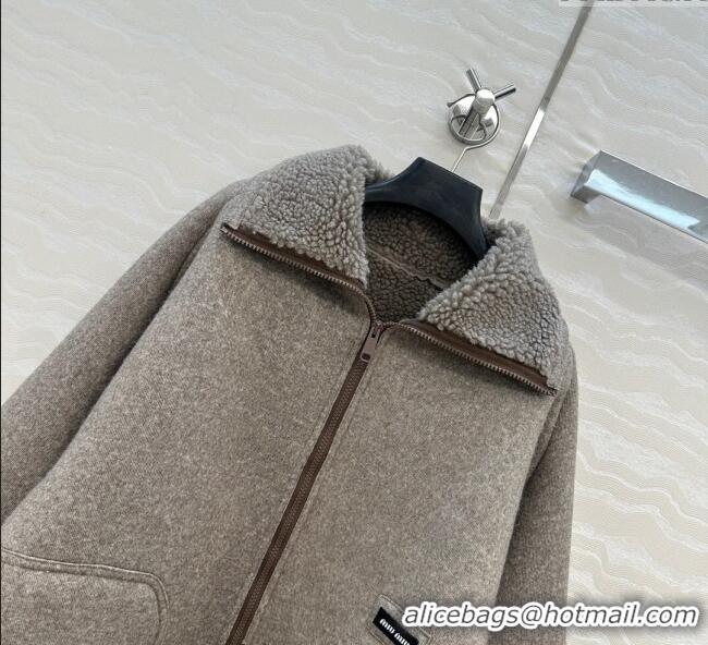 Best Product Miu Miu Wool Blend Jacket M110533 Grey 2025