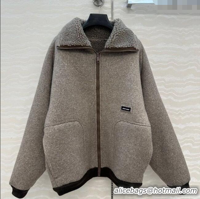 Best Product Miu Miu Wool Blend Jacket M110533 Grey 2025