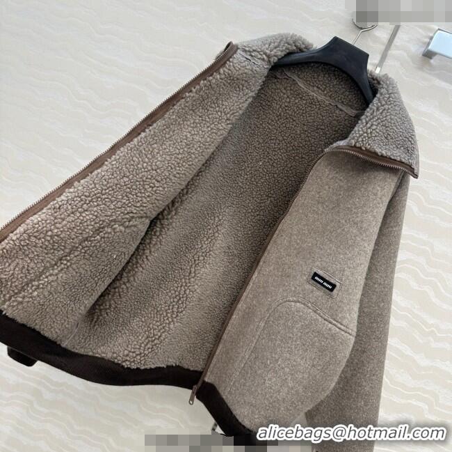 Best Product Miu Miu Wool Blend Jacket M110533 Grey 2025