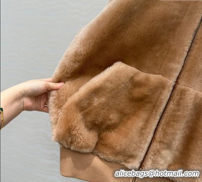 Best Grade Miu Miu Merino Wool and Cotton Jacket M110536 Brown 2025