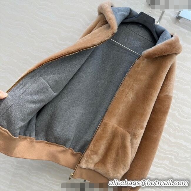 Best Grade Miu Miu Merino Wool and Cotton Jacket M110536 Brown 2025