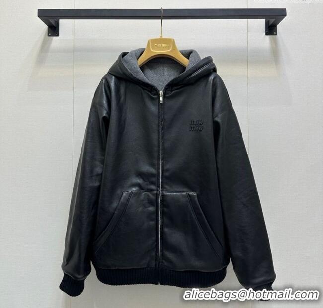Luxury Cheap Miu Miu PU Jacket M110545 Black 2025