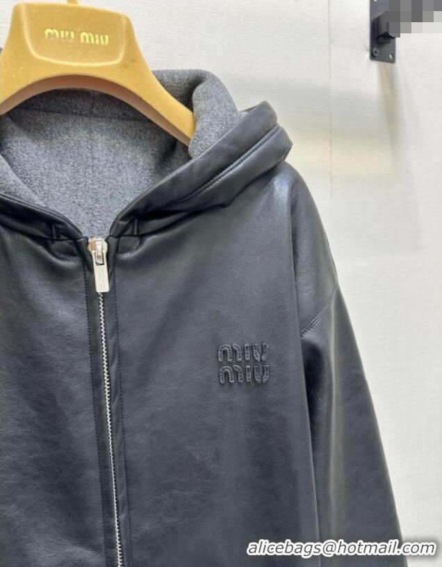 Luxury Cheap Miu Miu PU Jacket M110545 Black 2025