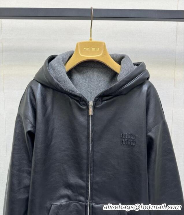 Luxury Cheap Miu Miu PU Jacket M110545 Black 2025