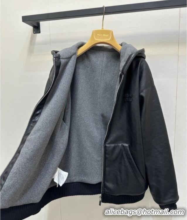 Luxury Cheap Miu Miu PU Jacket M110545 Black 2025