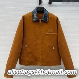 New Release Creation Miu Miu Corduroy Cotton Jacket M110546 Brown 2025