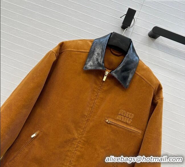 New Release Creation Miu Miu Corduroy Cotton Jacket M110546 Brown 2025