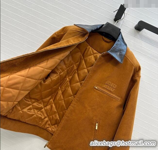 New Release Creation Miu Miu Corduroy Cotton Jacket M110546 Brown 2025