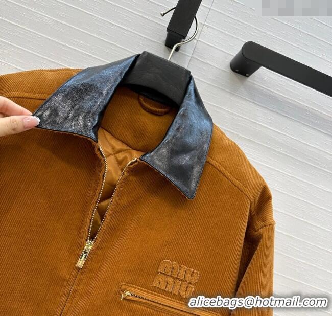 New Release Creation Miu Miu Corduroy Cotton Jacket M110546 Brown 2025