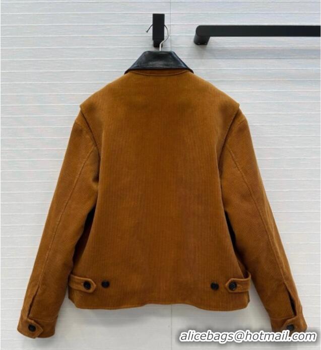 New Release Creation Miu Miu Corduroy Cotton Jacket M110546 Brown 2025