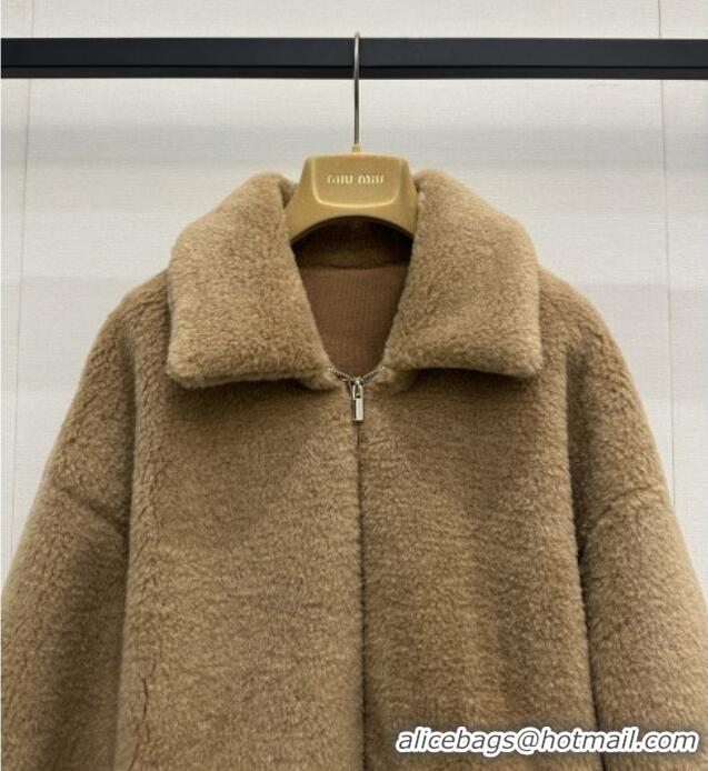 Best Product Miu Miu Teddy Fur and Wool Jacket M110547 Brown 2025