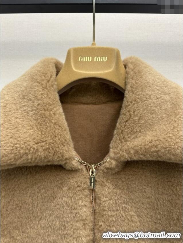 Best Product Miu Miu Teddy Fur and Wool Jacket M110547 Brown 2025
