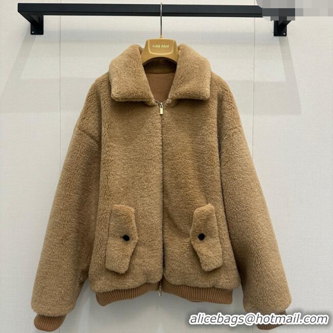 Best Product Miu Miu Teddy Fur and Wool Jacket M110547 Brown 2025