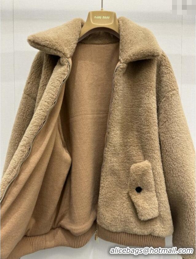 Best Product Miu Miu Teddy Fur and Wool Jacket M110547 Brown 2025
