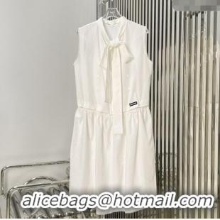 Inexpensive Miu Miu Bow Dress MM111402 White 2025