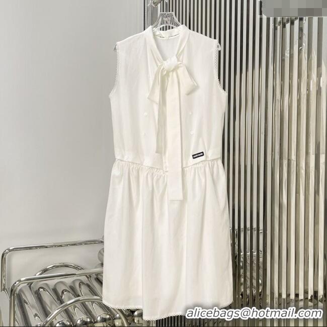 Inexpensive Miu Miu Bow Dress MM111402 White 2025