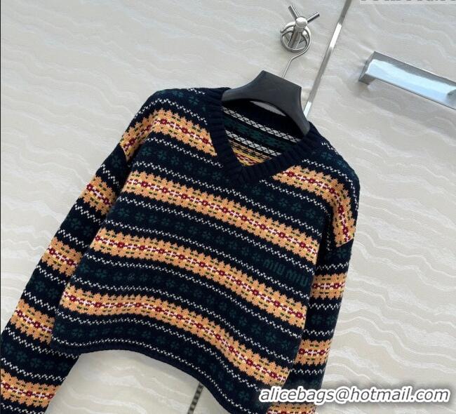 Best Price Miu Miu Wool Sweater MM111407 Yellow/Blue 2025