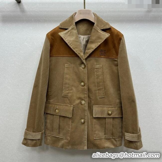 Best Price Miu Miu Corduroy Jacket MM111418 Brown 2025