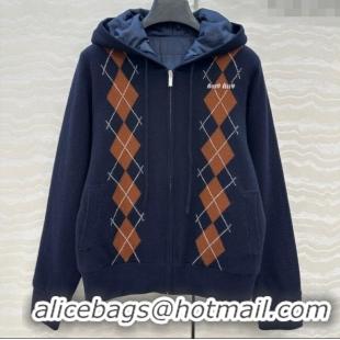 Big Discount Miu Miu Wool Blend Knit and Padded Jacket MM111419 Blue 2025