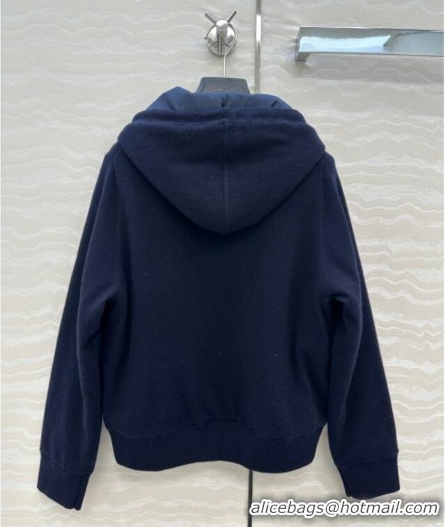 Big Discount Miu Miu Wool Blend Knit and Padded Jacket MM111419 Blue 2025