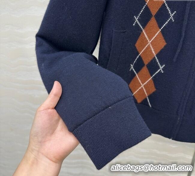 Big Discount Miu Miu Wool Blend Knit and Padded Jacket MM111419 Blue 2025