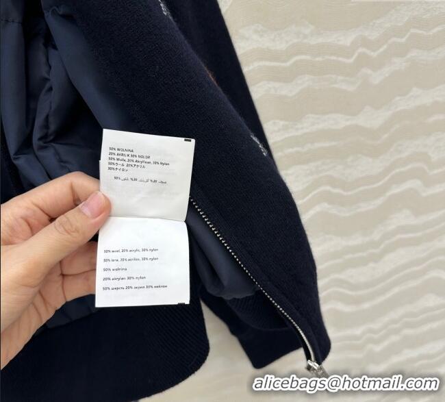 Big Discount Miu Miu Wool Blend Knit and Padded Jacket MM111419 Blue 2025