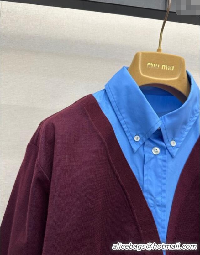 Most Popular Miu Miu Wool Shirt M110517 Burgundy/Blue 2025