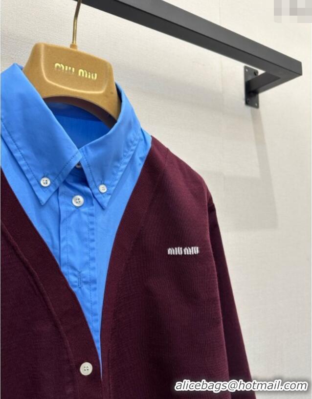 Most Popular Miu Miu Wool Shirt M110517 Burgundy/Blue 2025