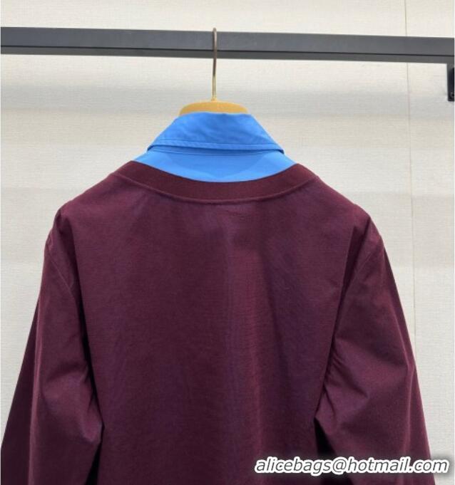 Most Popular Miu Miu Wool Shirt M110517 Burgundy/Blue 2025
