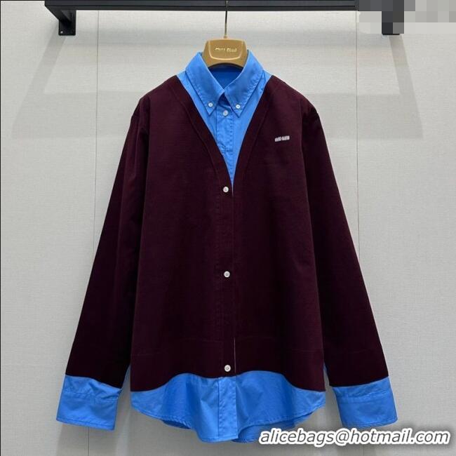 Most Popular Miu Miu Wool Shirt M110517 Burgundy/Blue 2025