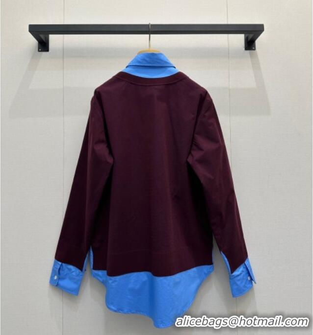 Most Popular Miu Miu Wool Shirt M110517 Burgundy/Blue 2025