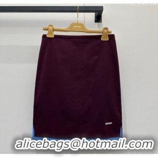 Luxury Classic Miu Miu Wool Skirt M110517 Burgundy/Blue 2025