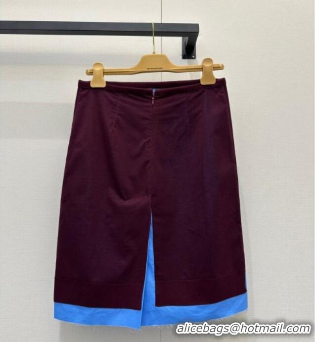 Luxury Classic Miu Miu Wool Skirt M110517 Burgundy/Blue 2025