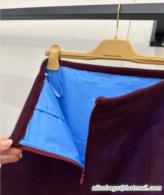 Luxury Classic Miu Miu Wool Skirt M110517 Burgundy/Blue 2025
