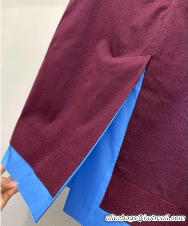 Luxury Classic Miu Miu Wool Skirt M110517 Burgundy/Blue 2025
